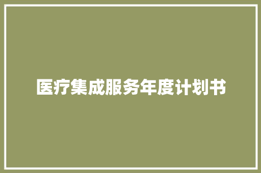 医疗集成服务年度计划书