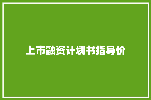 上市融资计划书指导价