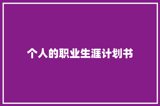 个人的职业生涯计划书