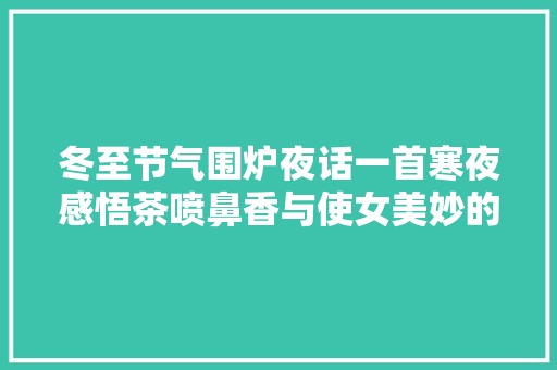 冬至节气围炉夜话一首寒夜感悟茶喷鼻香与使女美妙的碰撞