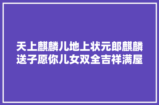 天上麒麟儿地上状元郎麒麟送子愿你儿女双全吉祥满屋