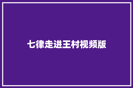 七律走进王村视频版