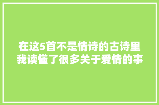 在这5首不是情诗的古诗里我读懂了很多关于爱情的事理
