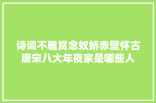 诗词不雅赏念奴娇赤壁怀古唐宋八大年夜家是哪些人