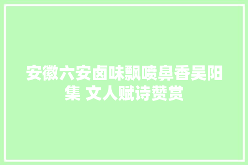 安徽六安卤味飘喷鼻香吴阳集 文人赋诗赞赏