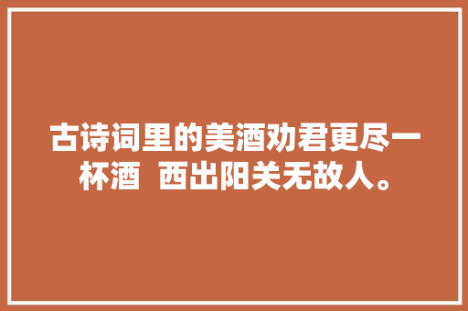 古诗词里的美酒劝君更尽一杯酒  西出阳关无故人。
