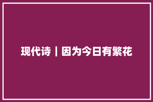 现代诗｜因为今日有繁花