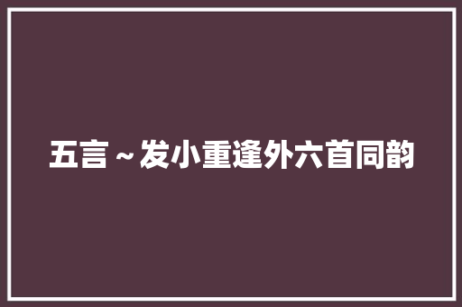 五言～发小重逢外六首同韵