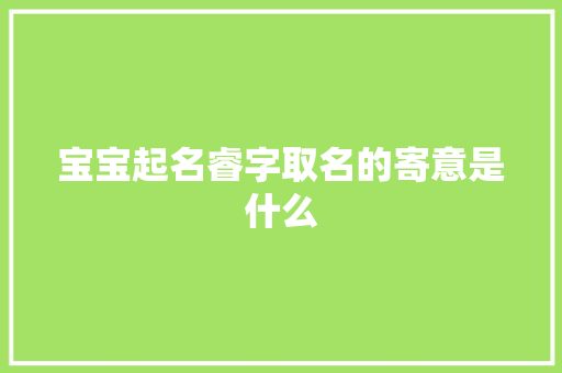 宝宝起名睿字取名的寄意是什么