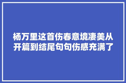 杨万里这首伤春意境凄美从开篇到结尾句句伤感充满了忧闷
