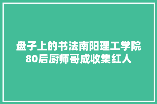 盘子上的书法南阳理工学院80后厨师哥成收集红人