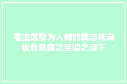 毛主席鲜为人知的蝶恋花向板仓哀痛之至读之泪下