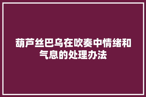 葫芦丝巴乌在吹奏中情绪和气息的处理办法