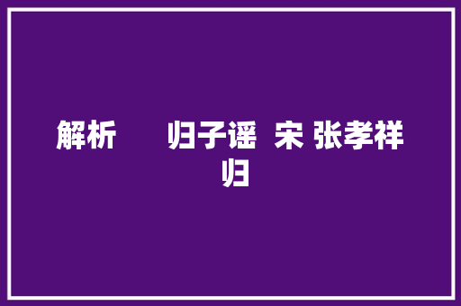 解析      归子谣  宋 张孝祥 归