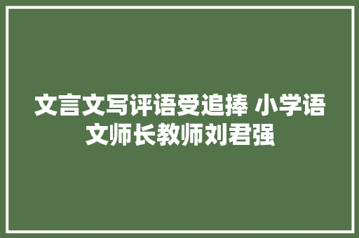 文言文写评语受追捧 小学语文师长教师刘君强