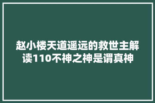 赵小楼天道遥远的救世主解读110不神之神是谓真神