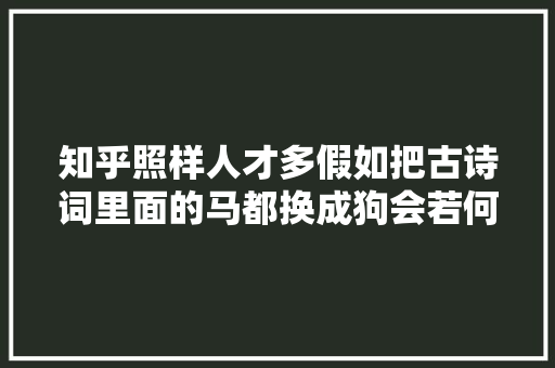 知乎照样人才多假如把古诗词里面的马都换成狗会若何