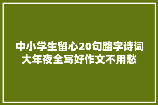 中小学生留心20句路字诗词大年夜全写好作文不用愁