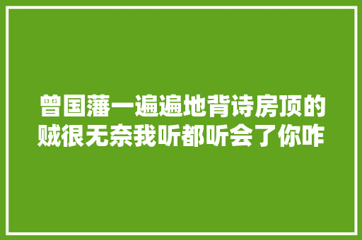 曾国藩一遍遍地背诗房顶的贼很无奈我听都听会了你咋还不会