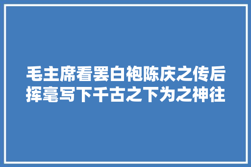 毛主席看罢白袍陈庆之传后挥毫写下千古之下为之神往