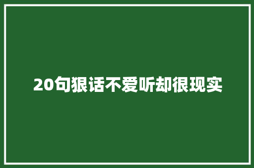 20句狠话不爱听却很现实