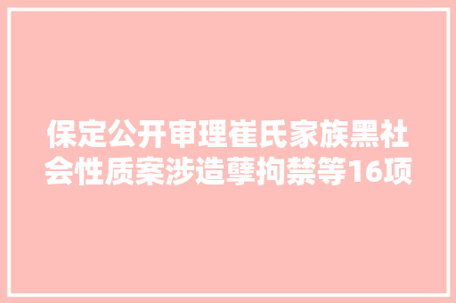 保定公开审理崔氏家族黑社会性质案涉造孽拘禁等16项罪名