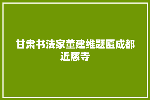 甘肃书法家董建维题匾成都近慈寺