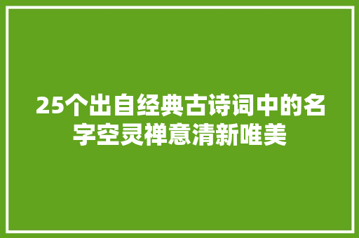 25个出自经典古诗词中的名字空灵禅意清新唯美