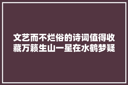 文艺而不烂俗的诗词值得收藏万籁生山一星在水鹤梦疑重续