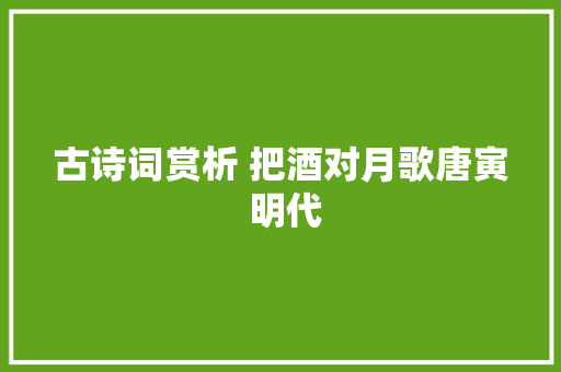 古诗词赏析 把酒对月歌唐寅 明代