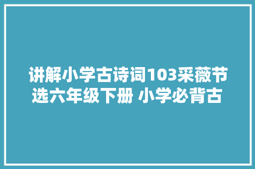 讲解小学古诗词103采薇节选六年级下册 小学必背古诗