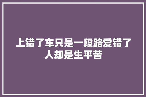 上错了车只是一段路爱错了人却是生平苦