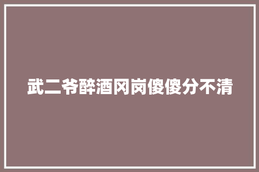 武二爷醉酒冈岗傻傻分不清