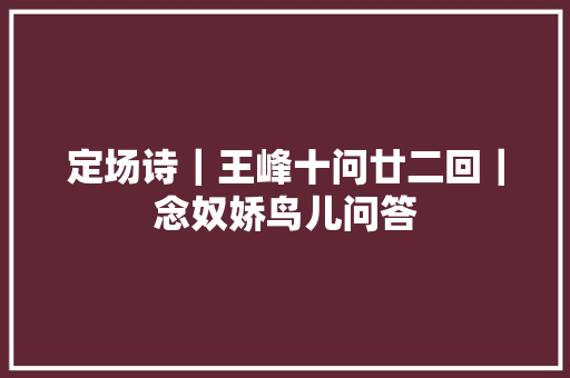 定场诗｜王峰十问廿二回｜念奴娇鸟儿问答