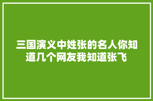 三国演义中姓张的名人你知道几个网友我知道张飞