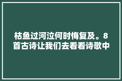 枯鱼过河泣何时悔复及。8首古诗让我们去看看诗歌中的鱼