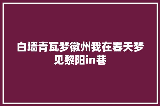 白墙青瓦梦徽州我在春天梦见黎阳in巷