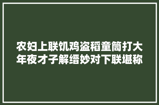 农妇上联饥鸡盗稻童筒打大年夜才子解缙妙对下联堪称经典