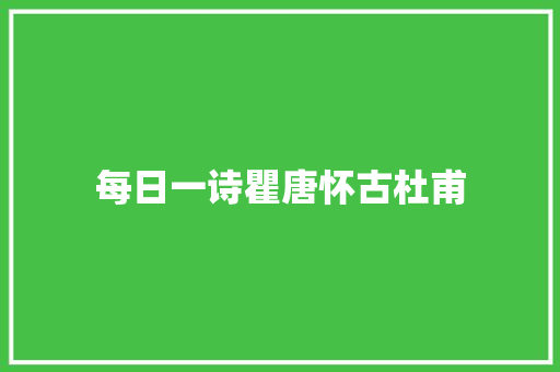 每日一诗瞿唐怀古杜甫