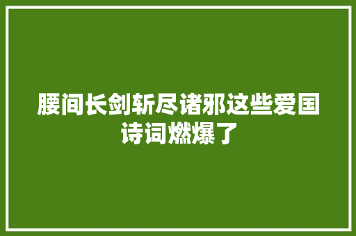 腰间长剑斩尽诸邪这些爱国诗词燃爆了