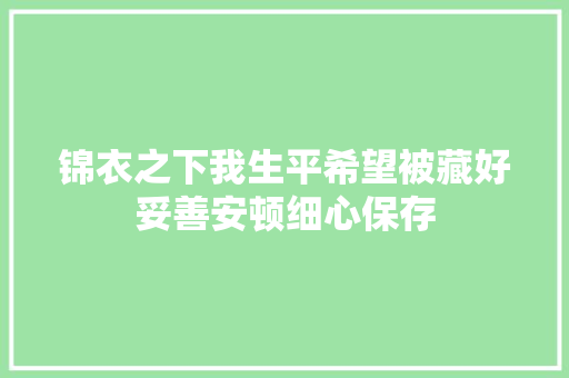 锦衣之下我生平希望被藏好妥善安顿细心保存