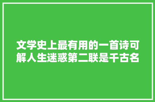 文学史上最有用的一首诗可解人生迷惑第二联是千古名句