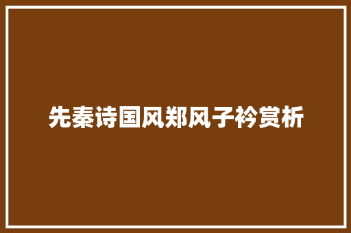 先秦诗国风郑风子衿赏析