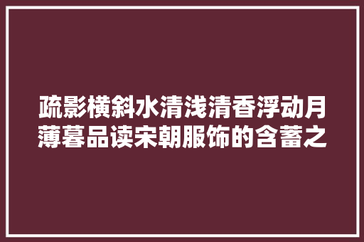 疏影横斜水清浅清香浮动月薄暮品读宋朝服饰的含蓄之美