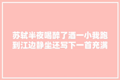 苏轼半夜喝醉了酒一小我跑到江边静坐还写下一首充满哲理的词