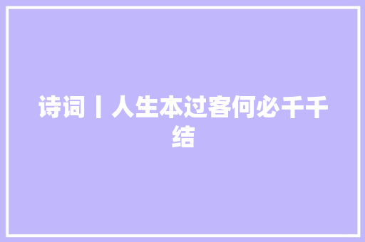 诗词丨人生本过客何必千千结