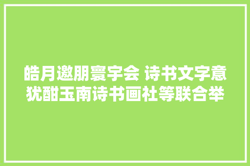 皓月邀朋寰宇会 诗书文字意犹酣玉南诗书画社等联合举办虎年元宵雅集