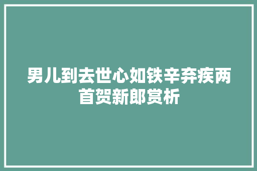 男儿到去世心如铁辛弃疾两首贺新郎赏析