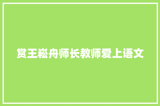 赏王崧舟师长教师爱上语文