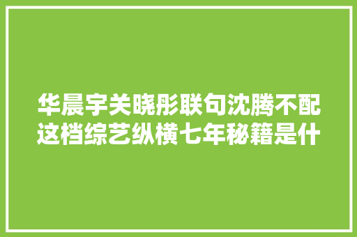 华晨宇关晓彤联句沈腾不配这档综艺纵横七年秘籍是什么